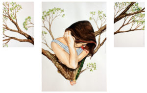 T, 2016 Tríptico, aquarela sobre papel fabriano 56,6 x 40,1 cm Série: O Corpo Árvore