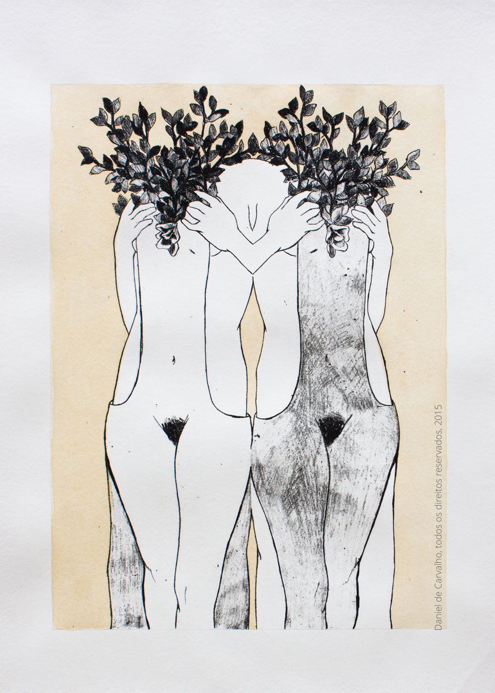 LitoGravura Colheita 2015 24,5-x-33,2-cm-Técnica-Litogravura e aquarela. Série: O Corpo Árvore